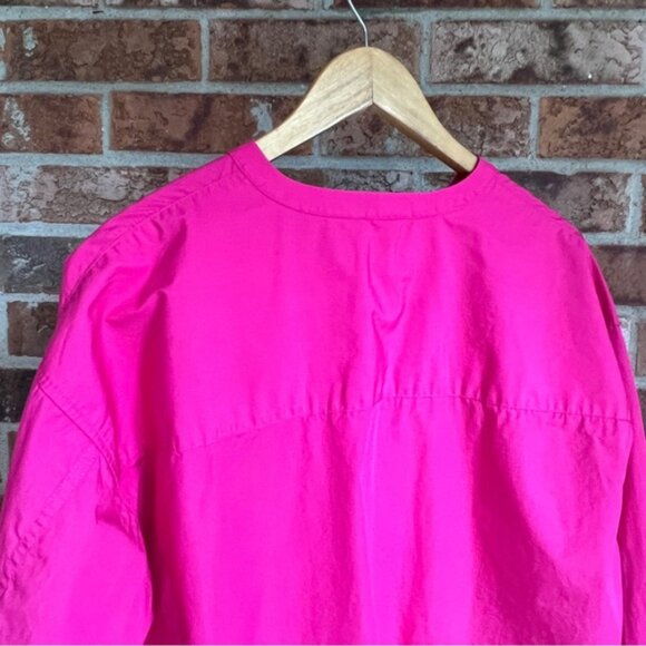 Aritzia Wilfred  Free   * Button-Up Shirt  100% Cotton Hot Pink  Oversized S - Picture 4 of 16